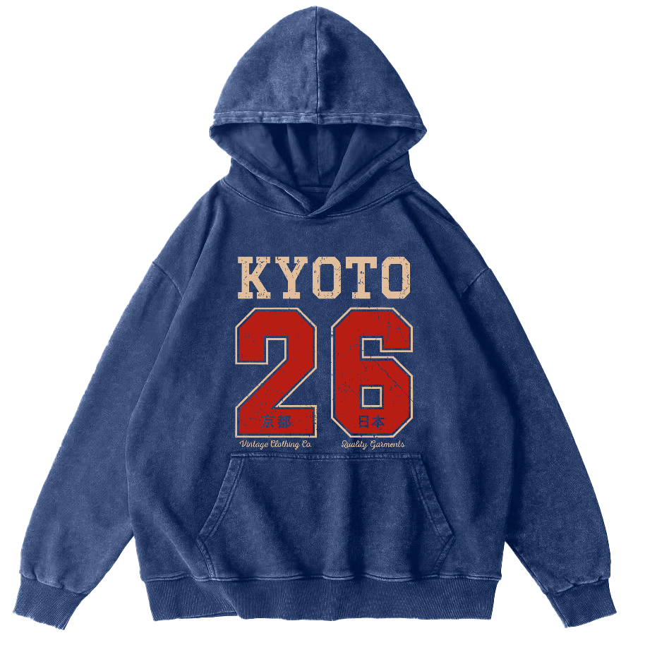 Kyoto Japan No. 26 Vintage Washed Hoodie-Zazasy