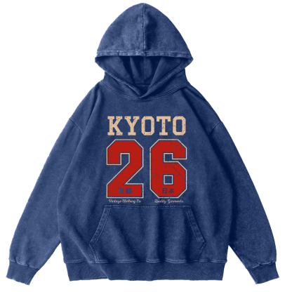 Kyoto Japan No. 26 Vintage Washed Hoodie-Zazasy
