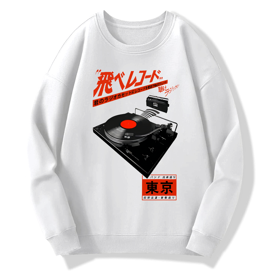 Retro Record Music Art Cotton Pullover Sweatshirt