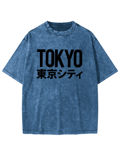 Tokyo Script in Japan Vintage Washed T-shirt-Zazasy