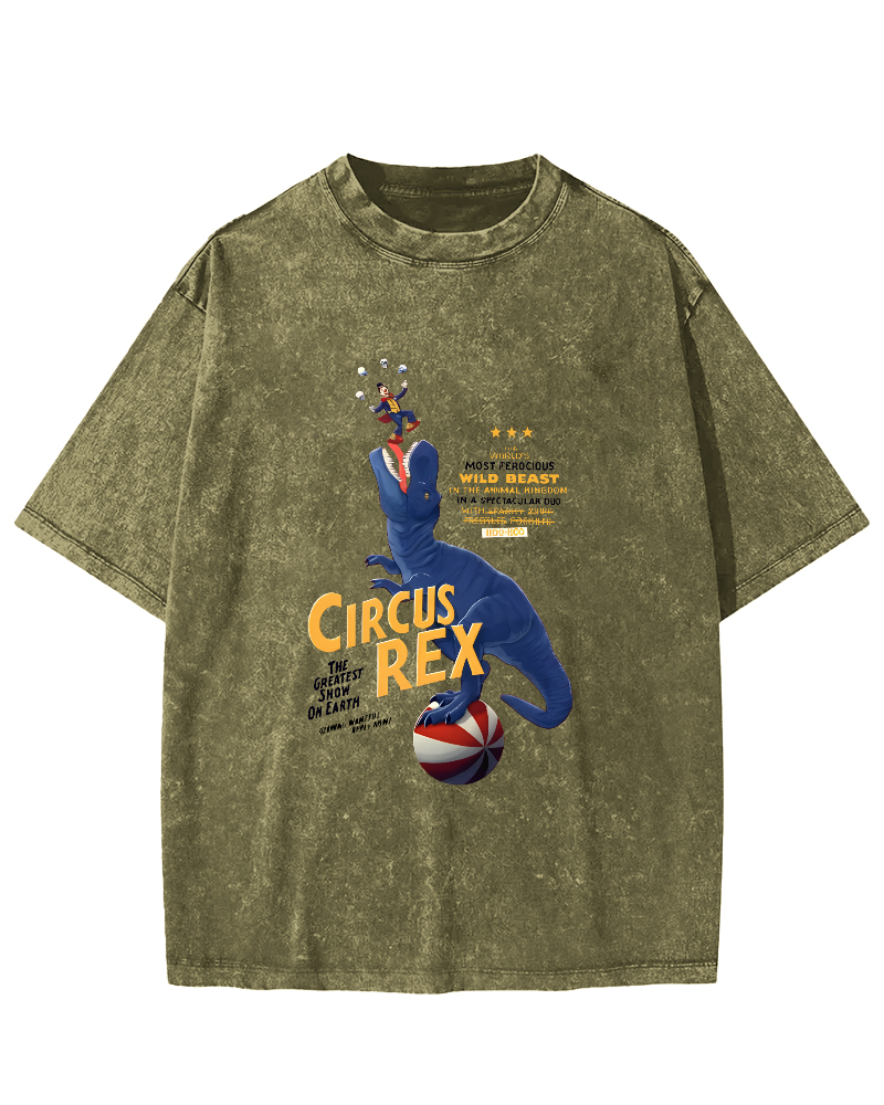 Cartoon Dinosaur Japanese Wash T-shirt-Zazasy