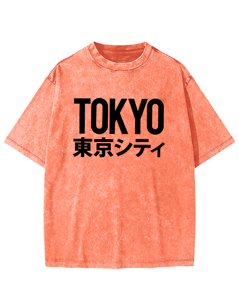 Tokyo Script in Japan Vintage Washed T-shirt-Zazasy