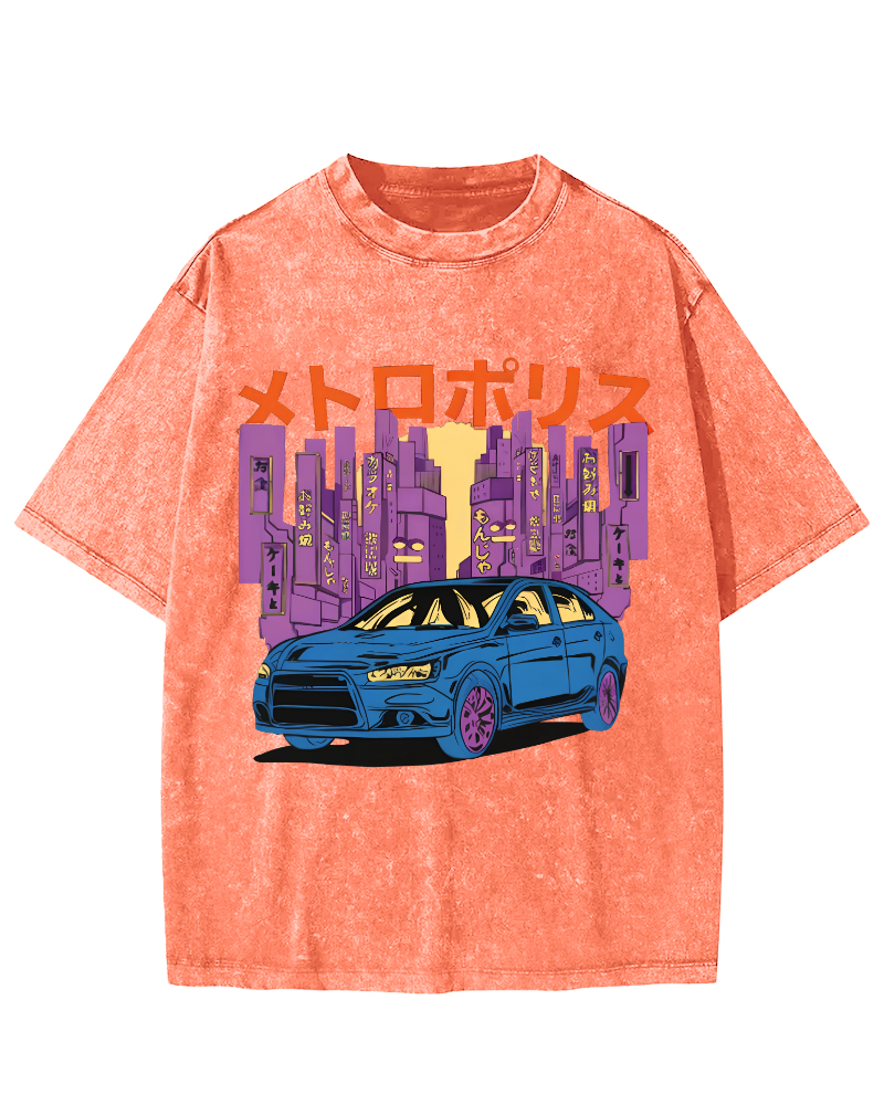 Tokyo Metropolitan Japanese Steam Wave Aesthetic Anime Vintage Washed T-shirt