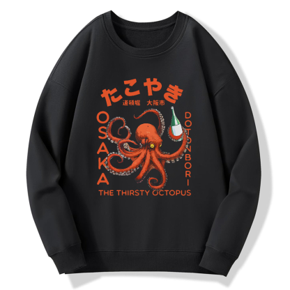 Osaka City Octopus Cuisine Cotton Pullover Sweatshirt