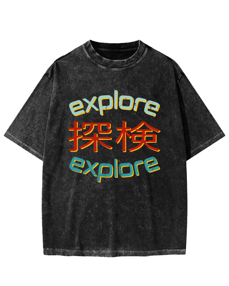 Explore Japanese Style Vintage Washed T-shirt-Zazasy