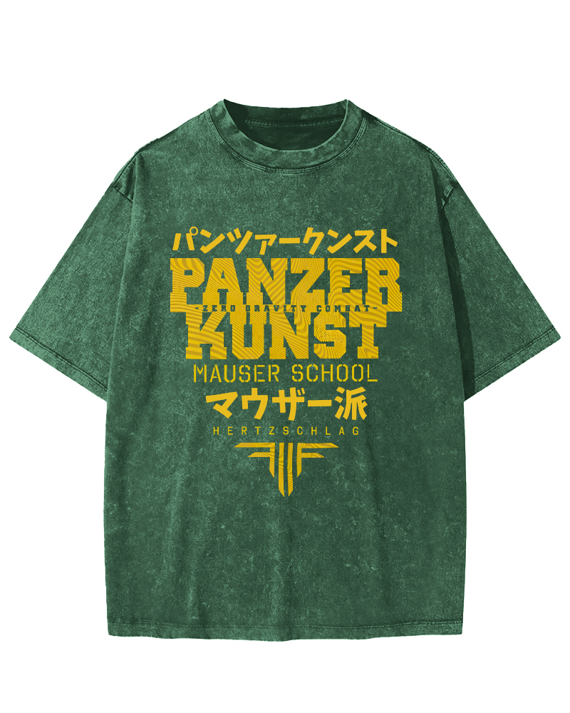 Panzer Kunst Vintage Washed T-shirt-Zazasy