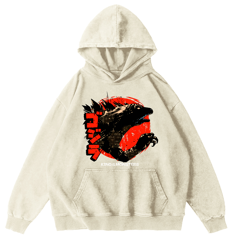 King oF Monsters Vintage Distressed Hoodie-Zazasy