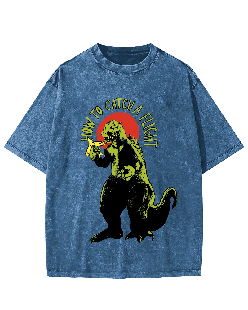 How To Catch A Flight Vintage Washed T-shirt-Zazasy