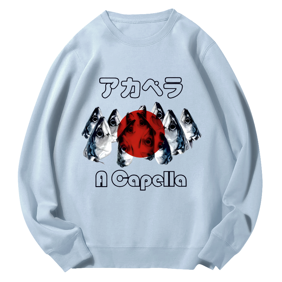 Japanese Seafood Market Round Neck Sweatshirt-Zazasy