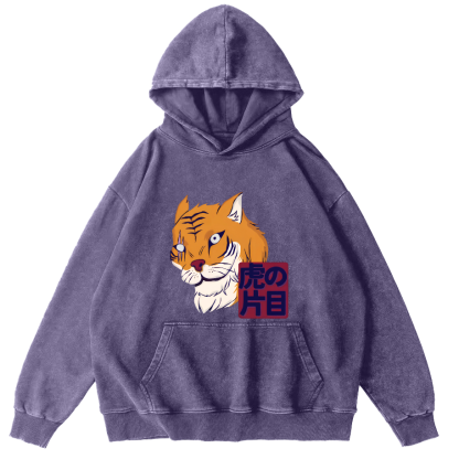 Japanese Tiger Vintage Washed Hoodie-Zazasy