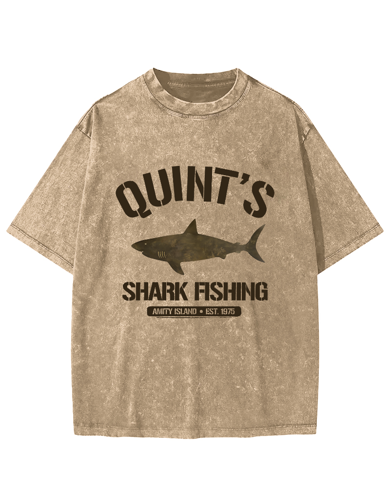 Quint's Shark Fishing Jaws Retro Vintage Distressed T-shirt-Zazasy