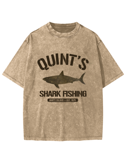 Quint's Shark Fishing Jaws Retro Vintage Distressed T-shirt-Zazasy