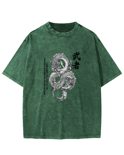 Japanese Martial Dragon Pattern Vintage Distressed T-shirt-Zazasy