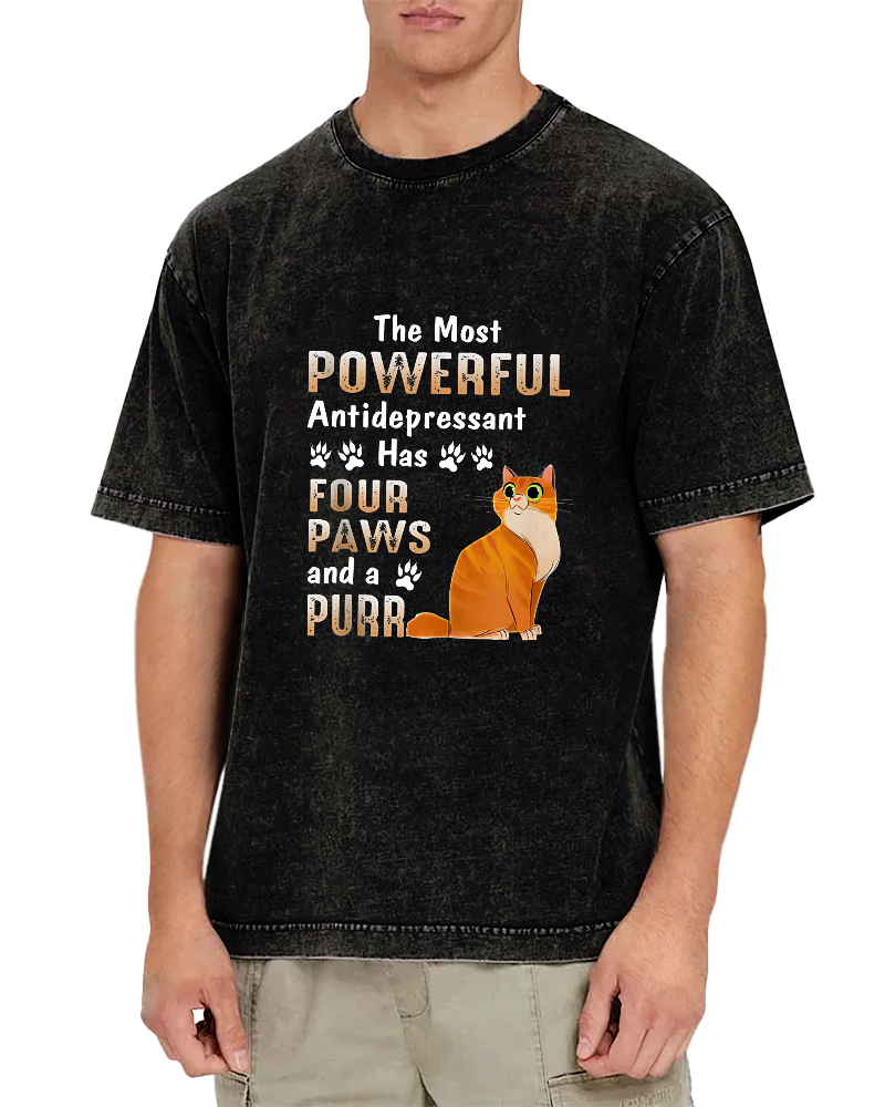 Cute Kitten Leisure Vintage Distressed T-shirt-Zazasy