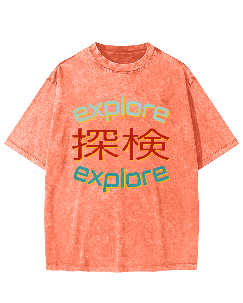 Explore Japanese Style Vintage Washed T-shirt-Zazasy