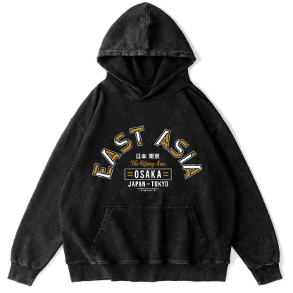 East Asia ﻿Vintage Washed Hoodie-Zazasy