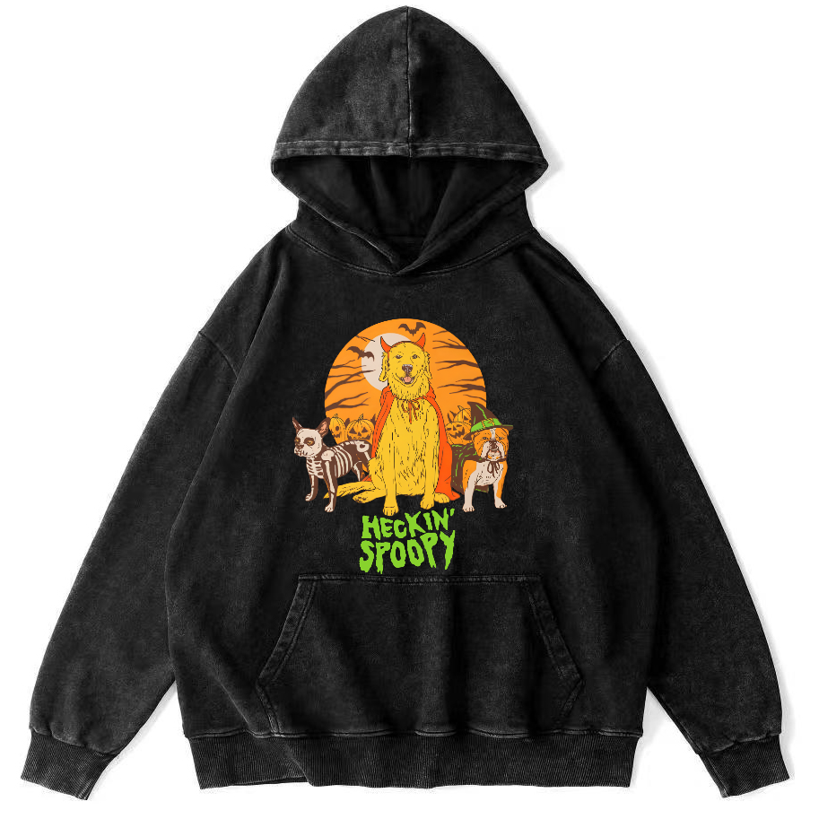 Cute Dog Halloween Vintage Distressed Hoodie-Zazasy