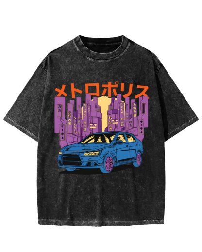 Tokyo Metropolitan Japanese Steam Wave Aesthetic Anime Vintage Washed T-shirt