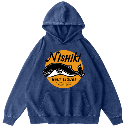 Ximu Whale Vintage Distressed Hoodie-Zazasy