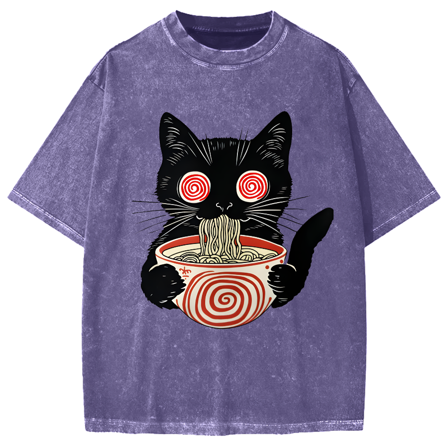 Dizzy Ramen Cat Vintage Washed T-shirt