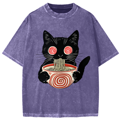 Dizzy Ramen Cat Vintage Washed T-shirt