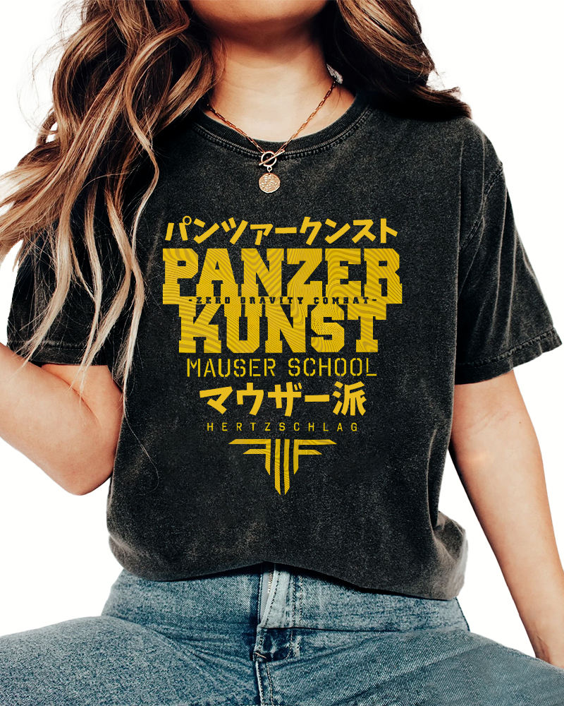 Panzer Kunst Vintage Washed T-shirt-Zazasy