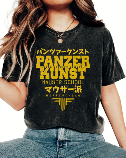 Panzer Kunst Vintage Washed T-shirt-Zazasy