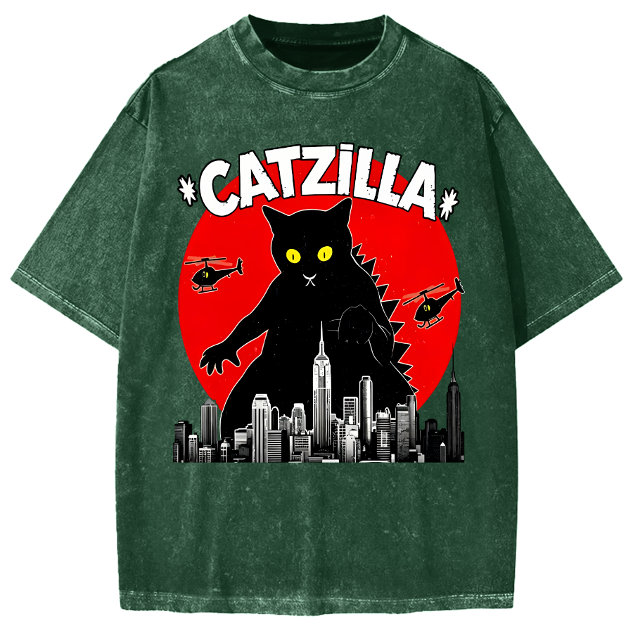Black CatZilla Vintage Washed T-shirt