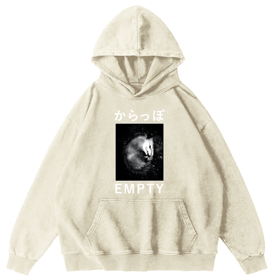 EMPTY Japanese Opossum Vintage Washed Hoodie-Zazasy