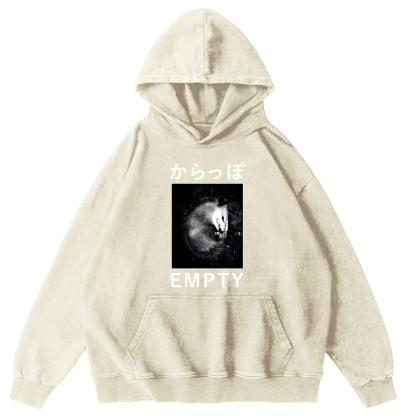 EMPTY Japanese Opossum Vintage Washed Hoodie-Zazasy