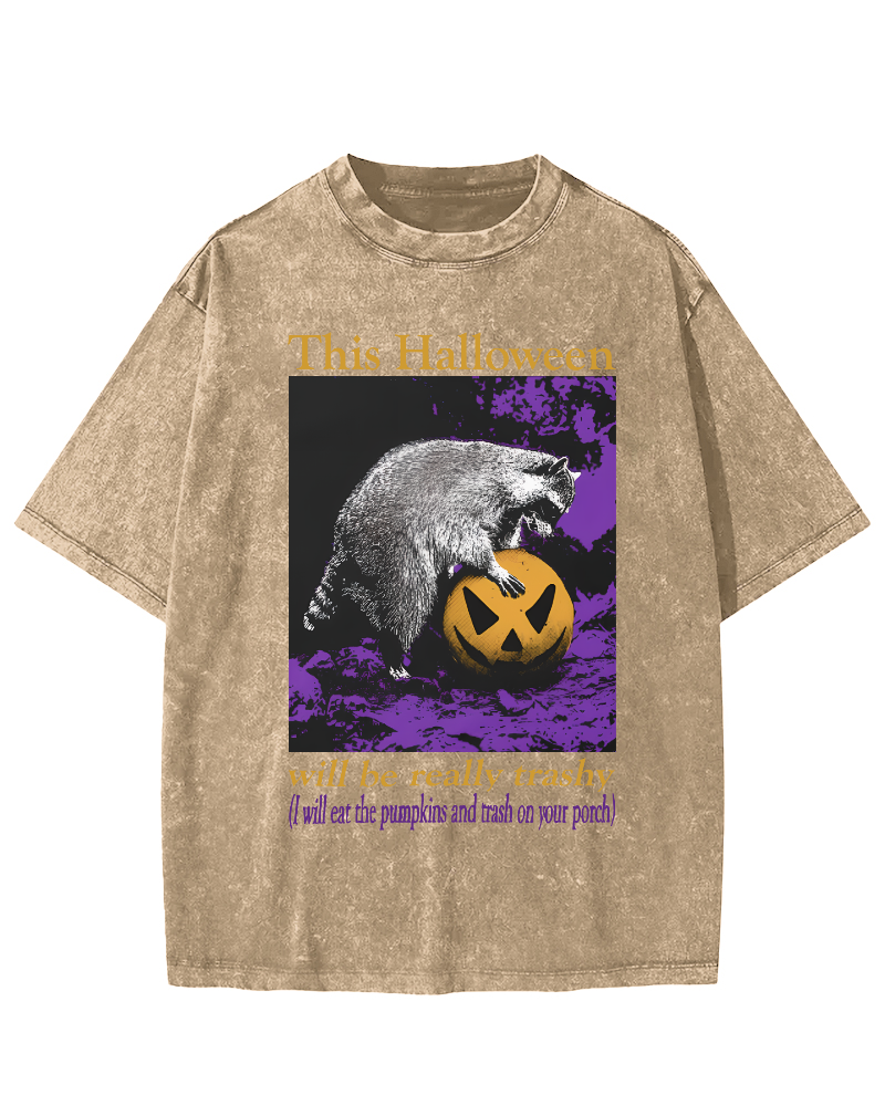 This Year's Halloween Will be a Vulgar Raccoon Vintage Distressed T-shirt-Zazasy