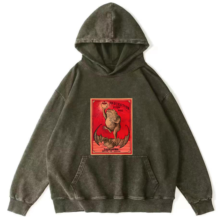 Japanese Matches Frog & Bat Vintage Distressed Hoodie-Zazasy