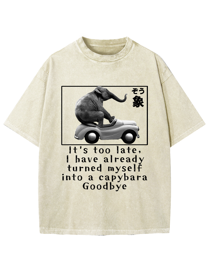 Funny elephant driving a car Vintage Washed T-shirt