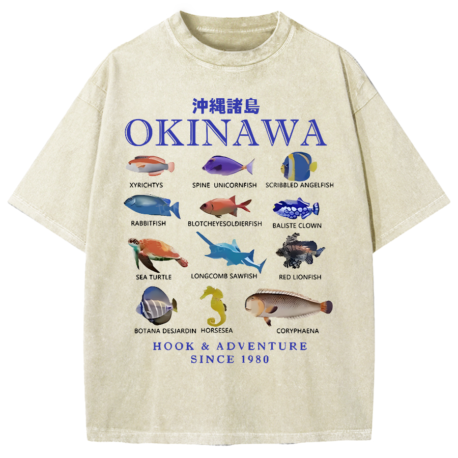Okinawa Islands Fish Vintage Washed T-shirt