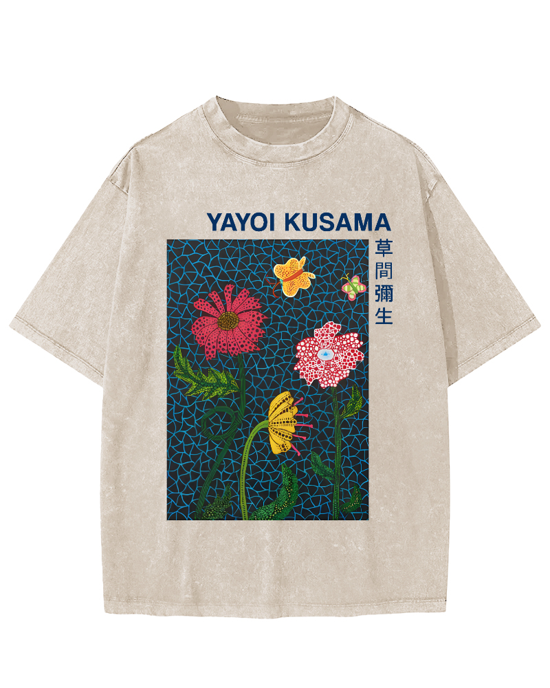 Yayoi Kusama Flower Art Vintage Washed T-shirt