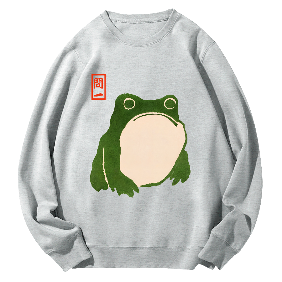 Ask a Frog Japanese Round Neck Sweatshirt-Zazasy