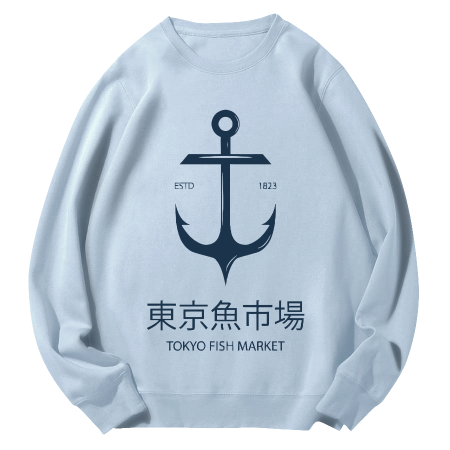 Tokyo Fish Market Round Neck Sweatshirt-Zazasy