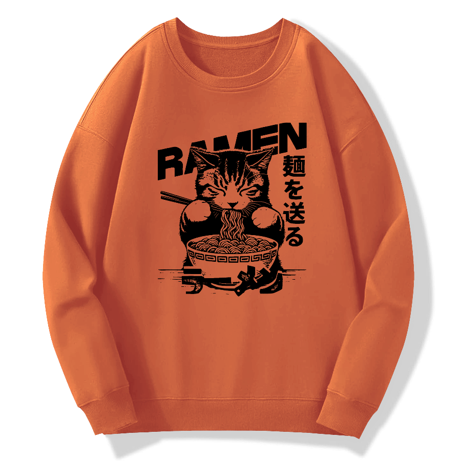 Ramen Cat Cotton Pullover Sweatshirt