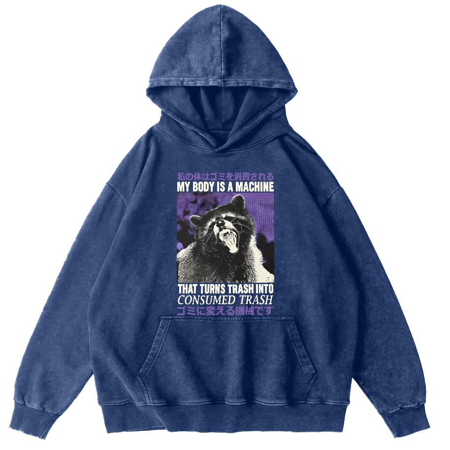 Angry Raccoon Vintage Distressed Hoodie-Zazasy
