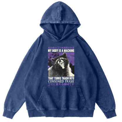 Angry Raccoon Vintage Distressed Hoodie-Zazasy