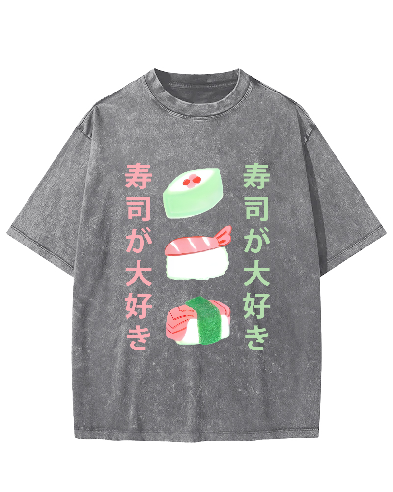 Delicious Sushi in Japan Vintage Washed T-shirt-Zazasy