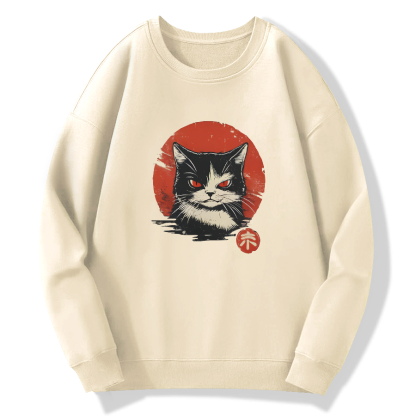 Retro Cat Japanese Style Cotton Pullover Sweatshirt