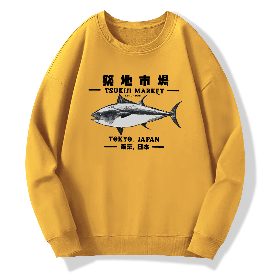 Tokyo Tsukiji Market Cotton Pullover Sweatshirt