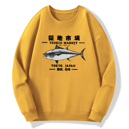 Tokyo Tsukiji Market Cotton Pullover Sweatshirt