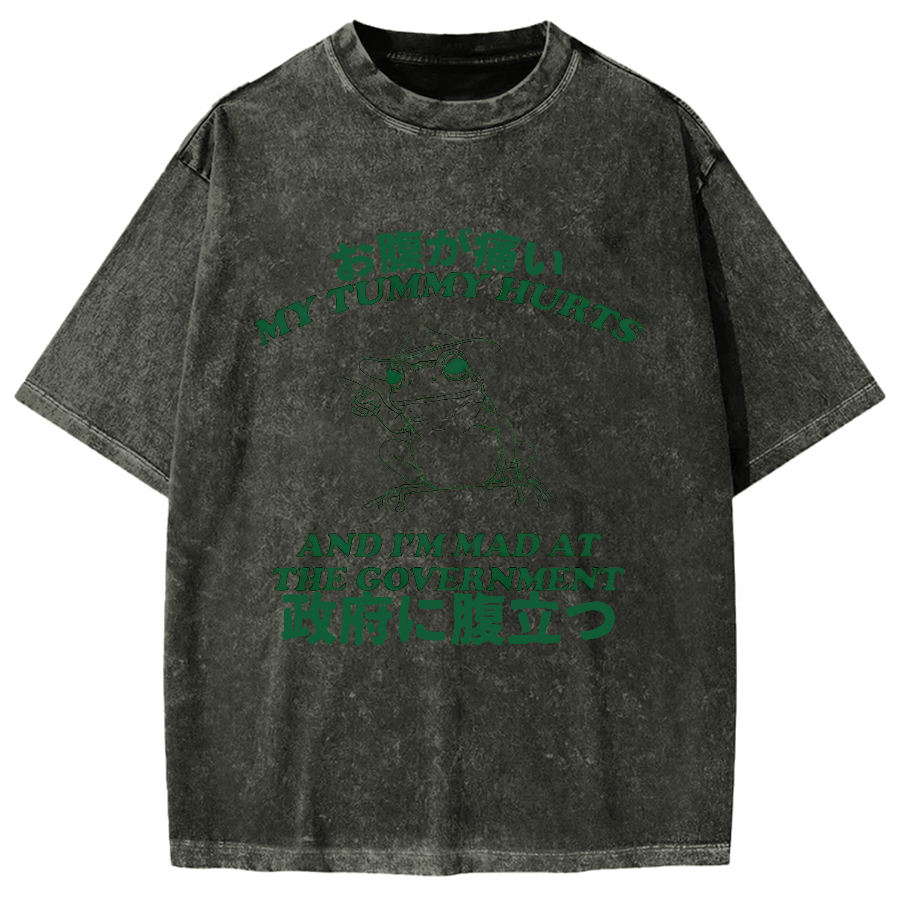 Mad at the government Frog Vintage Washed T-shirt