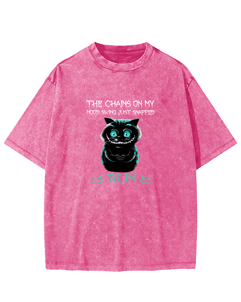 Cute Cat Pattern Vintage Distressed T-shirt-Zazasy