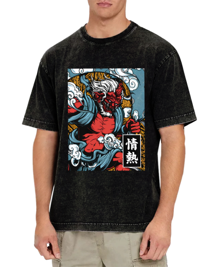 Passionate Japanese Text Vintage Distressed T-shirt-Zazasy