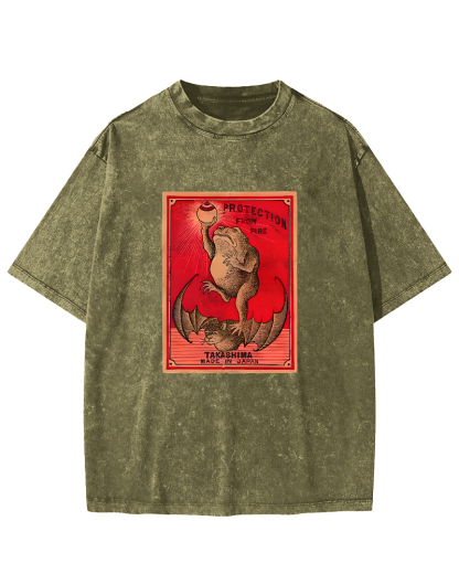 Japanese Matches Frog & Bat Washed T-Shirt-Zazasy