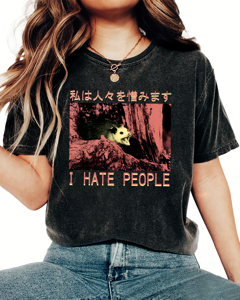 I Hate People Vintage Distressed T-shirt-Zazasy