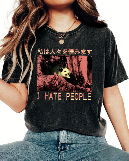 I Hate People Vintage Distressed T-shirt-Zazasy